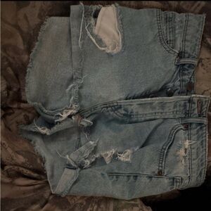 H&M Light Blue Distressed Denim Shorts